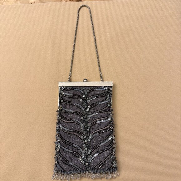 Badgley Mischka vintage grey mini beaded embellished evening bag - Picture 5 of 5